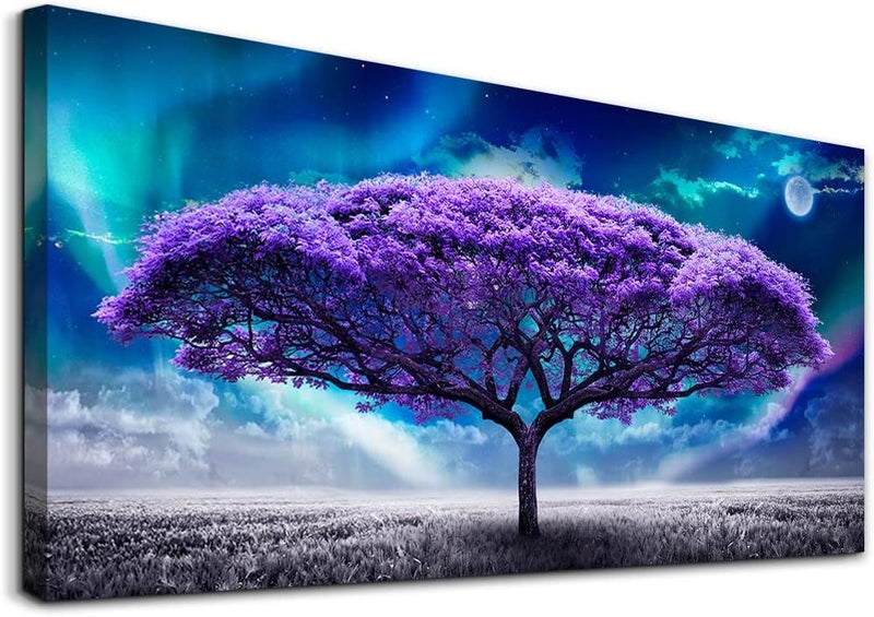 Lapremoly Canvas Wall Art For Living Room Large Size Farmhouse Wall Decor For Bedroom Purple Tree Abstract Scenery Pictures Artwork Canvas Prints Office Decor Painting Dormitory Decor Modern Home Decorations - Image 1