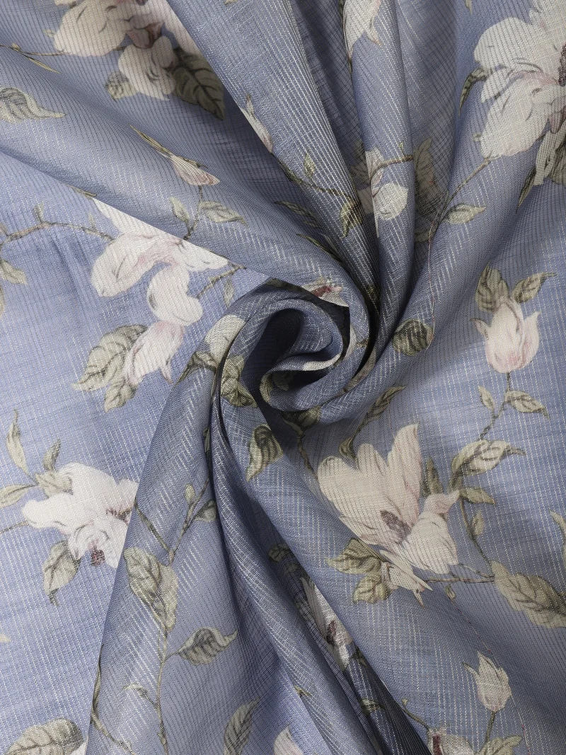 أيه كيه إس Serene Blue Magnolia Bloom Print Fabric