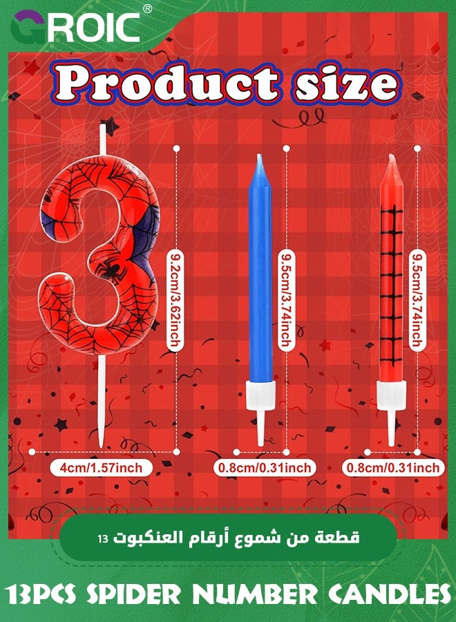 GROIC 13pcs Spider Web Birthday Candles, Number Birthday Candles for Kids ​Birthday Party Spider Theme Decorations, Cake Candles Cake Topper Candle, Candle Number for Birthday Party Supplies (3) - Image 2