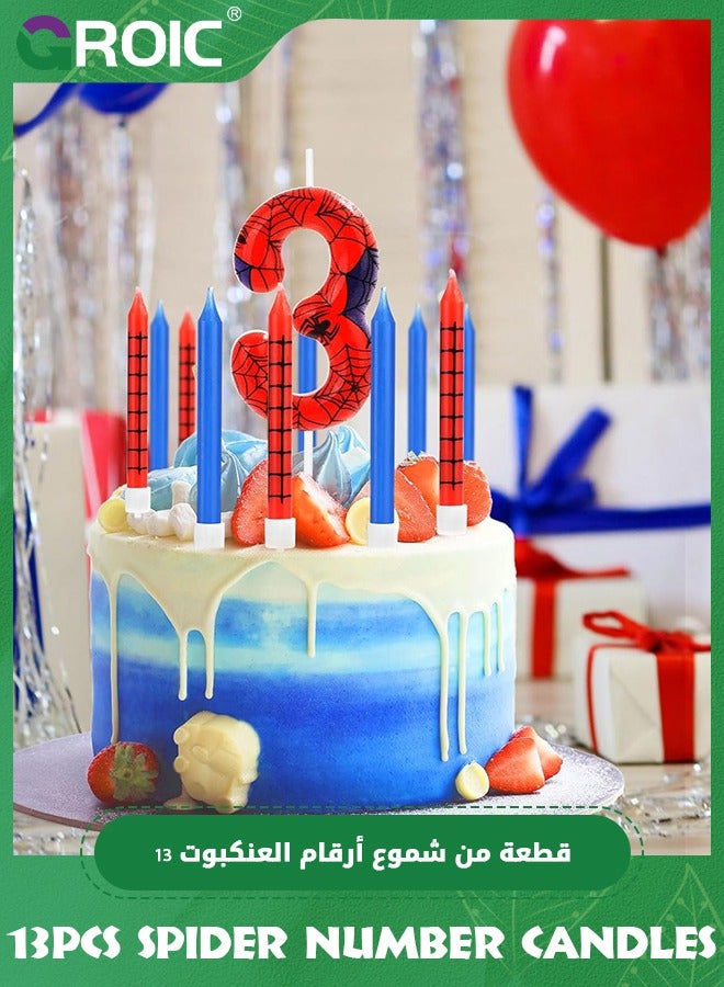 GROIC 13pcs Spider Web Birthday Candles, Number Birthday Candles for Kids ​Birthday Party Spider Theme Decorations, Cake Candles Cake Topper Candle, Candle Number for Birthday Party Supplies (3) - Image 3
