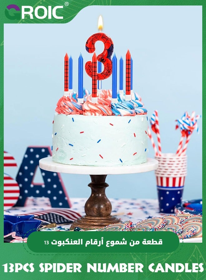 GROIC 13pcs Spider Web Birthday Candles, Number Birthday Candles for Kids ​Birthday Party Spider Theme Decorations, Cake Candles Cake Topper Candle, Candle Number for Birthday Party Supplies (3) - Image 4