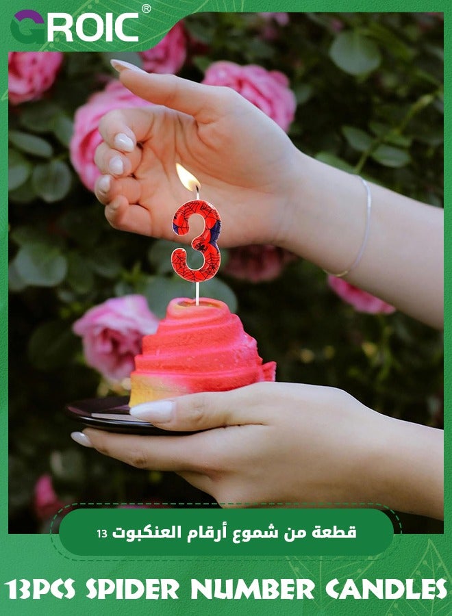 GROIC 13pcs Spider Web Birthday Candles, Number Birthday Candles for Kids ​Birthday Party Spider Theme Decorations, Cake Candles Cake Topper Candle, Candle Number for Birthday Party Supplies (3) - Image 5