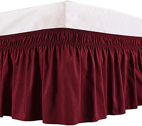 YRM Bedding's YRM Beddings Burgundy Bed Skirt Wrap Around 600 Microfiber with Easy Fit with 16 Inch Tailored Drop Shrinkage and Fade Resistant with Microfiber 16 Bed Skirt Queen Size 60 x 80 - Image 2