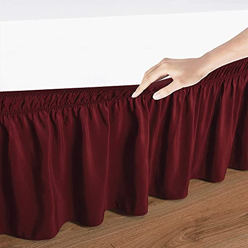 YRM Bedding's YRM Beddings Burgundy Bed Skirt Wrap Around 600 Microfiber with Easy Fit with 16 Inch Tailored Drop Shrinkage and Fade Resistant with Microfiber 16 Bed Skirt Queen Size 60 x 80 - Image 5