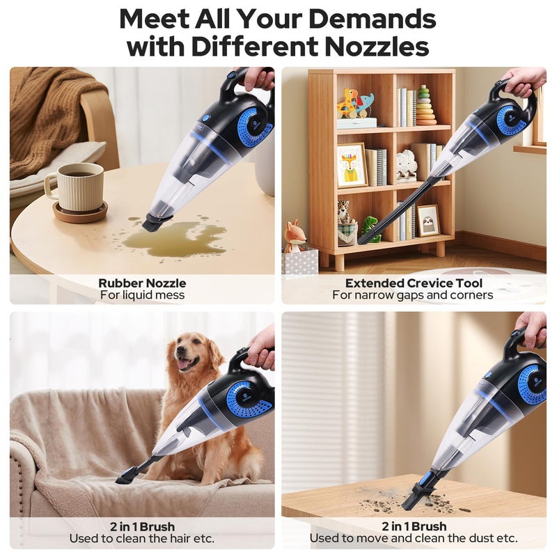 COSTAR Cordless Handheld Vacuum Cleaner for Home and CarWet Dry Use7000Pa Powerful Suction Portable Wireless Vacuum with Superior Motor4 NozzlesWashable FilterUSB RechargeableHeavy Duty - Image 4
