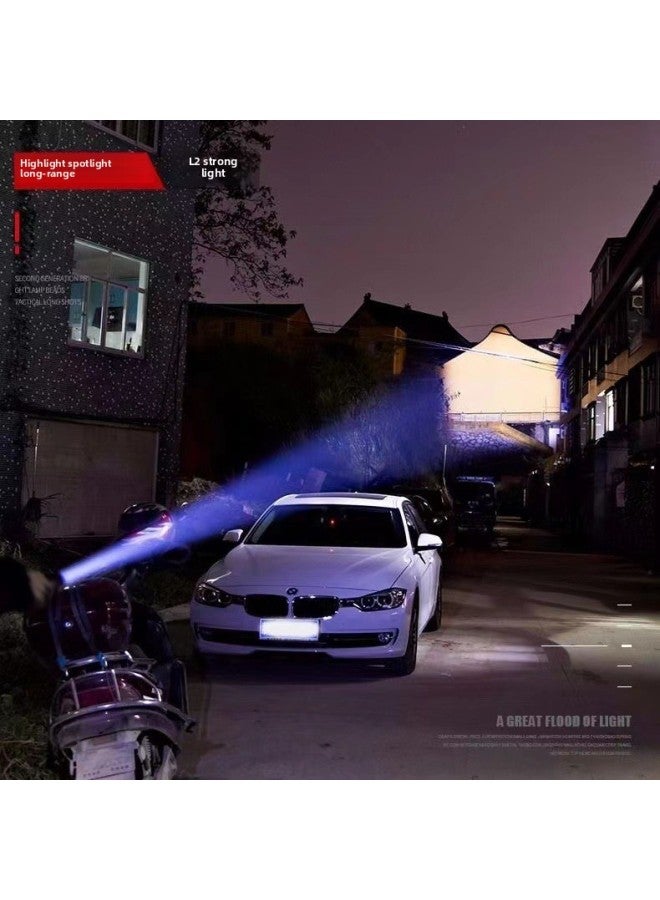 Loquat Flashlight Strong Light Charging Outdoor Super Bright Remote Zoom Super Long Endurance Multifunctional Portable Super Waterproof-Product Specifications:Two Electricity And One Charge + Car Clip - Image 4