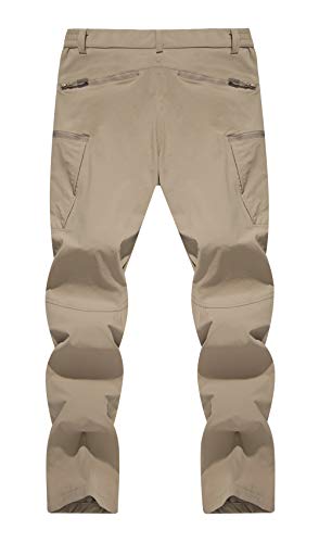 TACVASEN Men's Lightweight Hiking Tactical Pants Waterproof Quick Dry Cargo Work Rain Outdoor Pants 8 Pockets 38 Khaki - Image 2