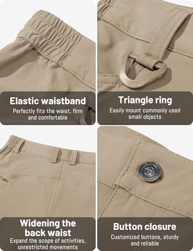 TACVASEN Men's Lightweight Hiking Tactical Pants Waterproof Quick Dry Cargo Work Rain Outdoor Pants 8 Pockets 38 Khaki - Image 5