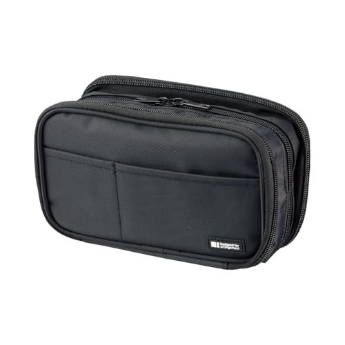 LIHIT LAB Large Capacity Triple Zipper Pencil Case For School Office College, Big Capacity 8 Compartments Pencil Bag Holder Adults Teen Boys Girls, Travel Cosmetics Storage, Jet Black (A7556-124) - Image 1