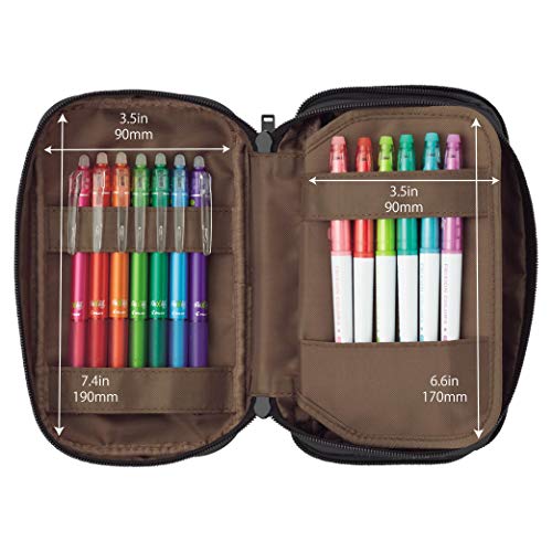 LIHIT LAB Large Capacity Triple Zipper Pencil Case For School Office College, Big Capacity 8 Compartments Pencil Bag Holder Adults Teen Boys Girls, Travel Cosmetics Storage, Jet Black (A7556-124) - Image 4