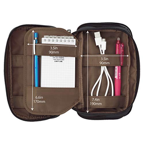 LIHIT LAB Large Capacity Triple Zipper Pencil Case For School Office College, Big Capacity 8 Compartments Pencil Bag Holder Adults Teen Boys Girls, Travel Cosmetics Storage, Jet Black (A7556-124) - Image 5
