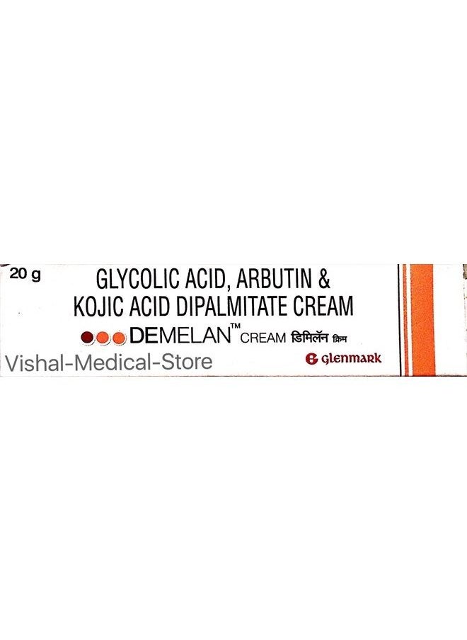 Glenmark - Demelan Cream (Glycolic Acid/Arbutin/Kojic Acid Dipalmitate)- 20g - Hyperpigmentation Cream for Dark Spots on Face and Body - Image 1