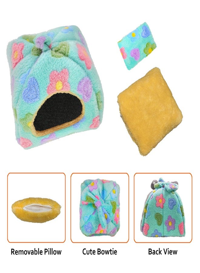 GINIDEAR Guinea Pig Bed, Guinea Pig Warm Hideout House Accessories Cozy Bed for Small Animals Hamsters Chinchillas Dwarf Bunnies Hedgehogs. M, Green Flower - Image 4