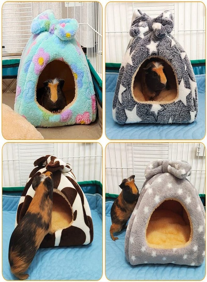GINIDEAR Guinea Pig Bed, Guinea Pig Warm Hideout House Accessories Cozy Bed for Small Animals Hamsters Chinchillas Dwarf Bunnies Hedgehogs. M, Green Flower - Image 5