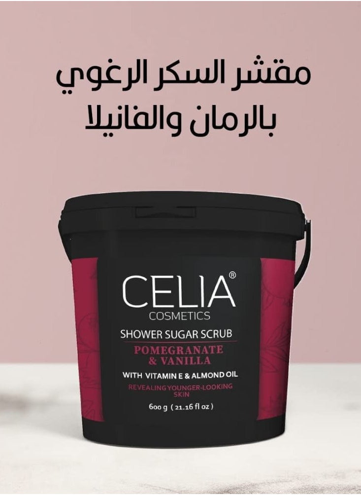 CELIA COSMETICS - Celia Shower Sugar Scrub 600 gm Pomegranate & Vanilla - Image 1