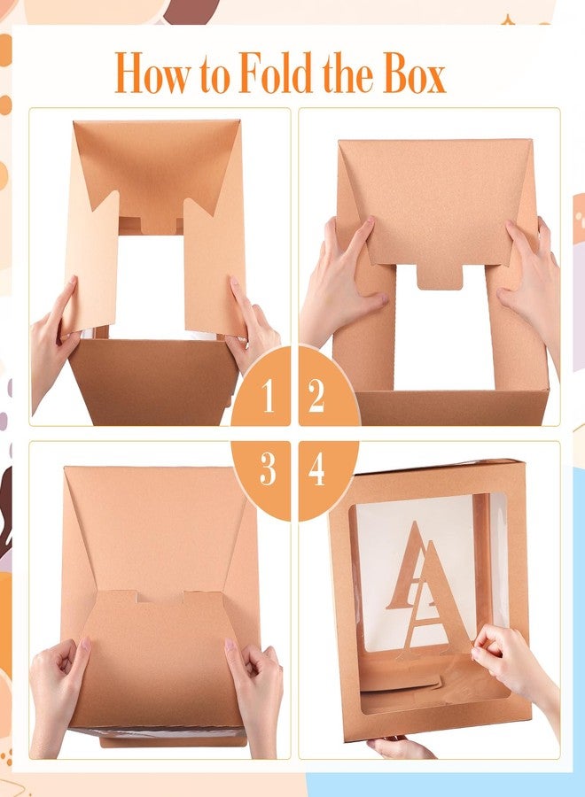 Zhanmai Baby Boxes for Bear Baby Shower Decoration with 4 Letters 36 Balloons 4pcs Transparent Clear Balloon Box Blocks for Boy Girl Balloon Boxes Gender Reveal Party Favors (Brown, Apricot, Blue) - Image 3
