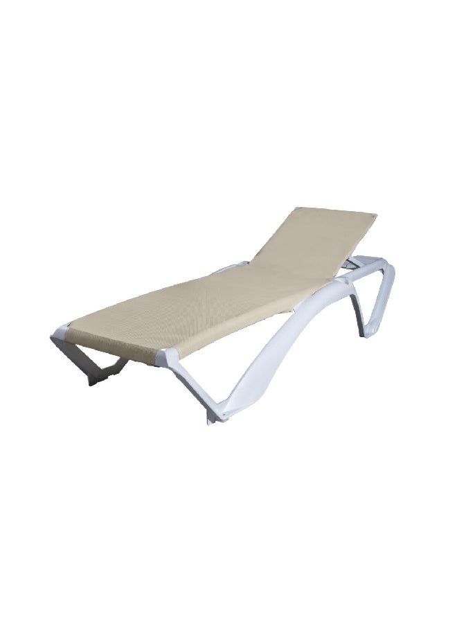 Resol Marina Club Elegant and Modern Design Reclinable Patio Sun Lounger Beige/White 190 x 73 cm 03975 - Image 1