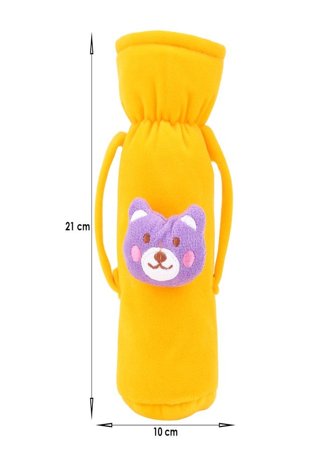 MW PRINTS Soft Plush Stretchable Baby Feeding Bottle Cover Easy to Hold Strap with Animated Cartoon Suitable for 125 ML-250 ML Feeding Bottle (Red & Yellow) - Image 5