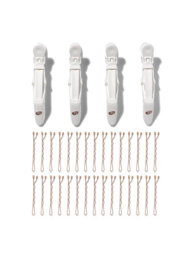 T3 Clip Kit With 4 Alligator Clips And 30 Rose Gold Bobby Pins ; Section Hair For Easier Blow Drying And Styling For All Hair Lenths - Image 1