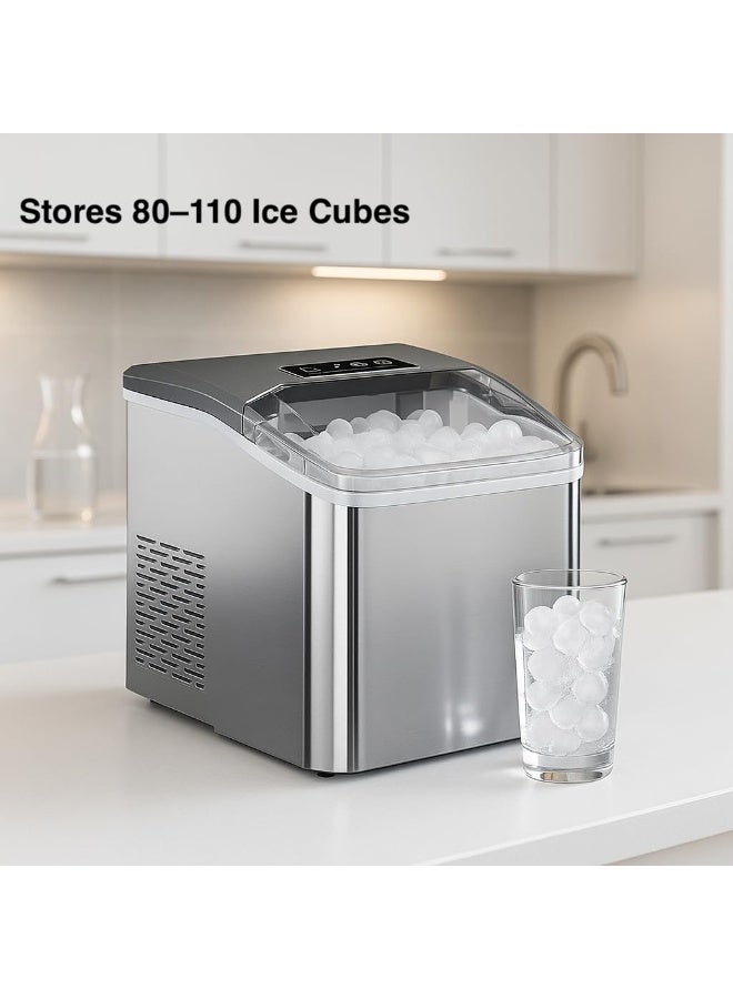 XVersion Portable Ice Maker Machine for Home & Office – Countertop Bullet Ice Maker, 12KG Daily Ice Production, 9 Ice Cubes in 6–8 Minutes, Stainless Steel, Fast & Energy Efficient Ice Machine - Image 5
