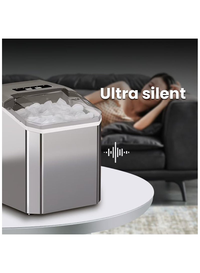 XVersion Portable Ice Maker Machine for Home & Office – Countertop Bullet Ice Maker, 12KG Daily Ice Production, 9 Ice Cubes in 6–8 Minutes, Stainless Steel, Fast & Energy Efficient Ice Machine - Image 3