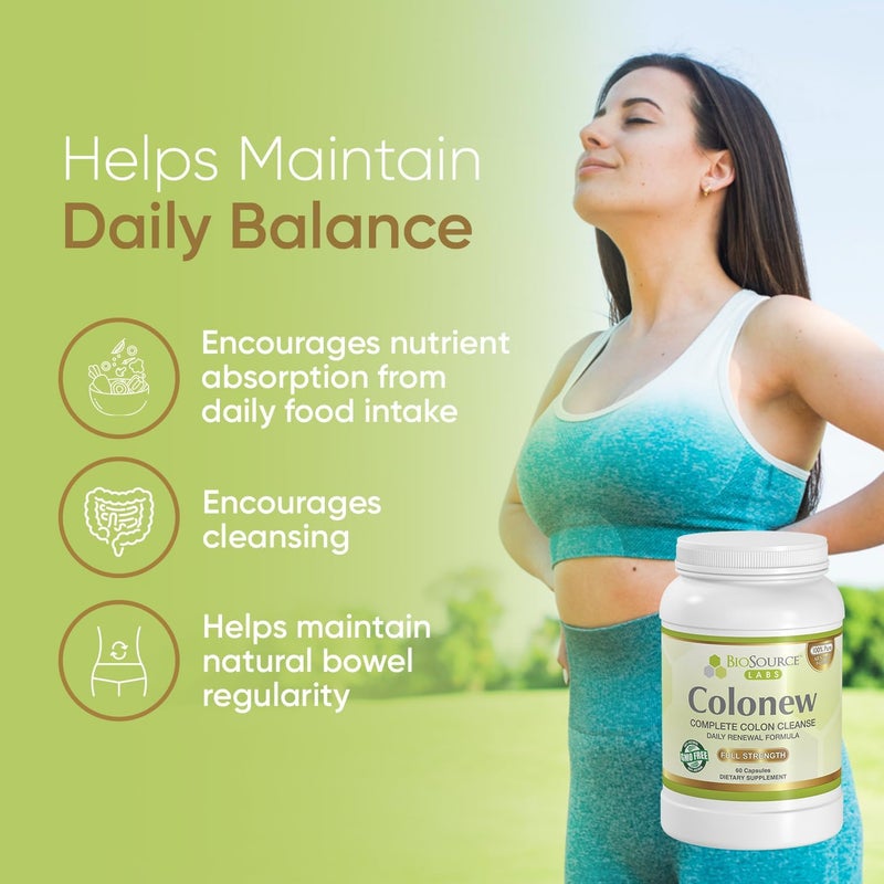 BioSource Labs Colonew Complete Colon Cleanse Natural Detox Supplement for Daily Digestive Health Renewal Formula  60 Capsules - Image 4
