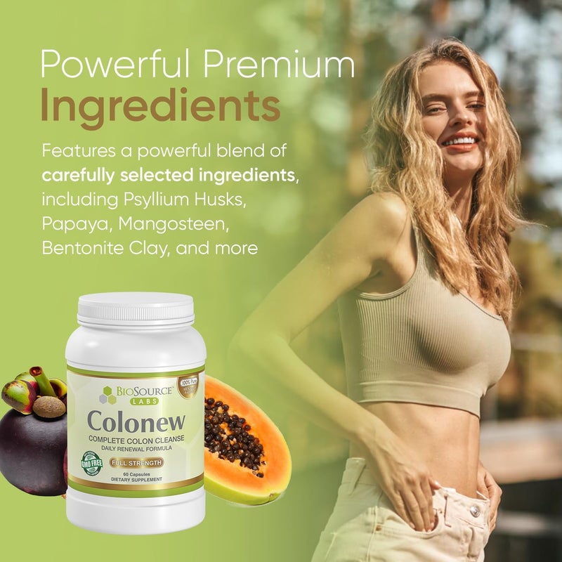 BioSource Labs Colonew Complete Colon Cleanse Natural Detox Supplement for Daily Digestive Health Renewal Formula  60 Capsules - Image 5