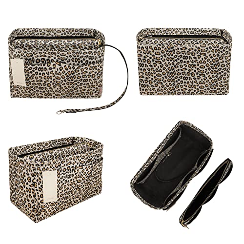ZTUJO Purse Organizer Insert, Felt Bag Organizer with Metal Zipper, Handbag & Tote Shaper, For Speedy Neverfull Tote, 7 Sizes(Medium, Leopard) - Image 3
