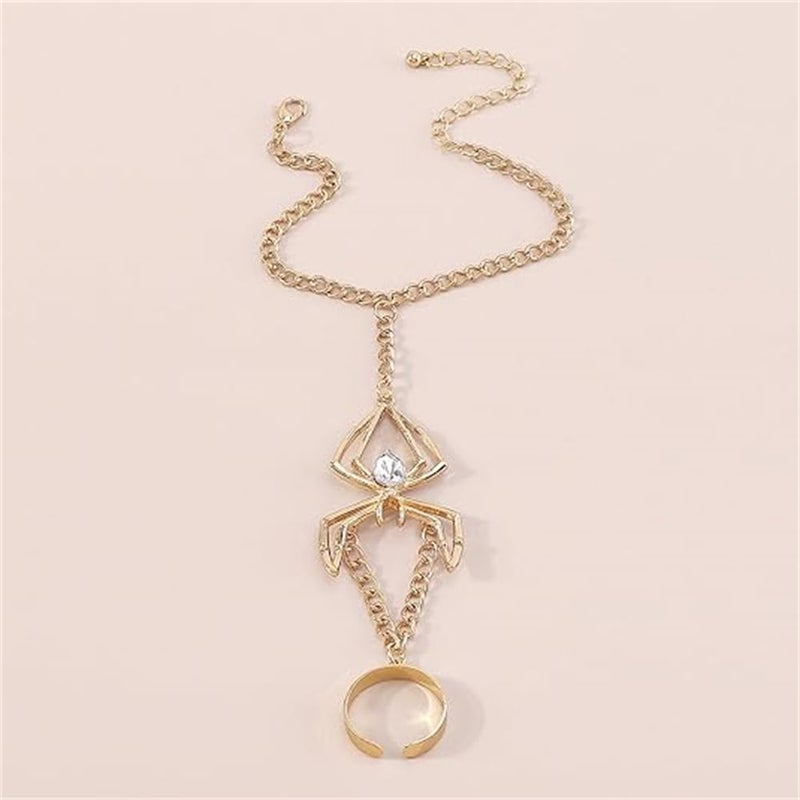 Luckam Spider Hand Jewelry Set, 2 Pcs Hand Chain & Ring for Women, Elegant Finger Bracelet & Hand Harness for Parties, Unique Fashion Accessory - Image 1