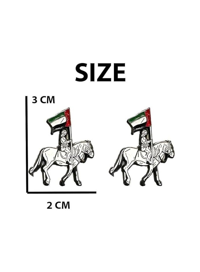 قطعتان من ملصق معدني ثنائي الأبعاد يحمل صورة فارس يحمل علم الإمارات العربية المتحدة، 3 سم - Image 2