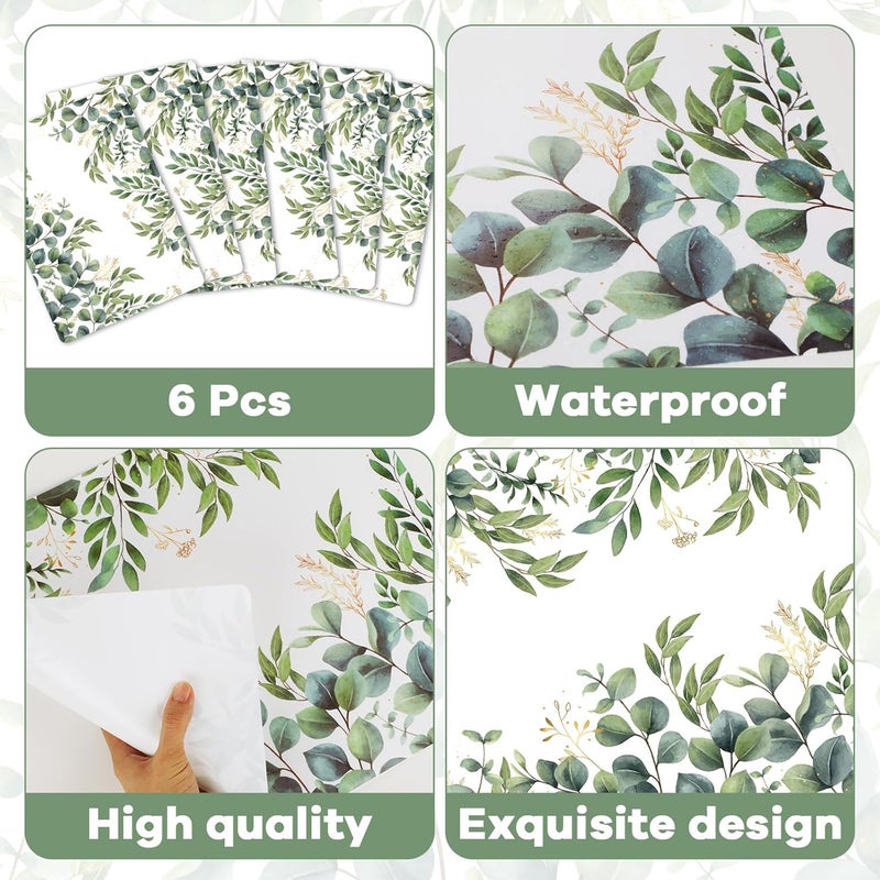 OBUSATT Eucalyptus Leaves Placemat Set of 6 Seasonal Summer Plastic Table Mats Spring Green Leaves Themed Place Mats Rustic Vintage Table Decoration for Indoor Outdoor Party Kitchen Dining - Image 3