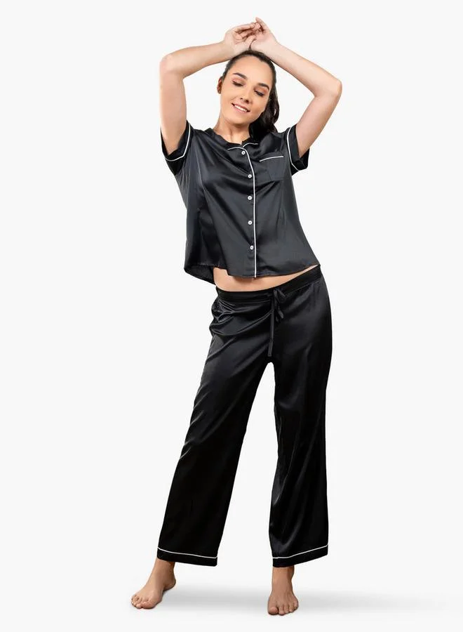 Aadaraya Aadaraya Collared Shirt and Pyjama Set
