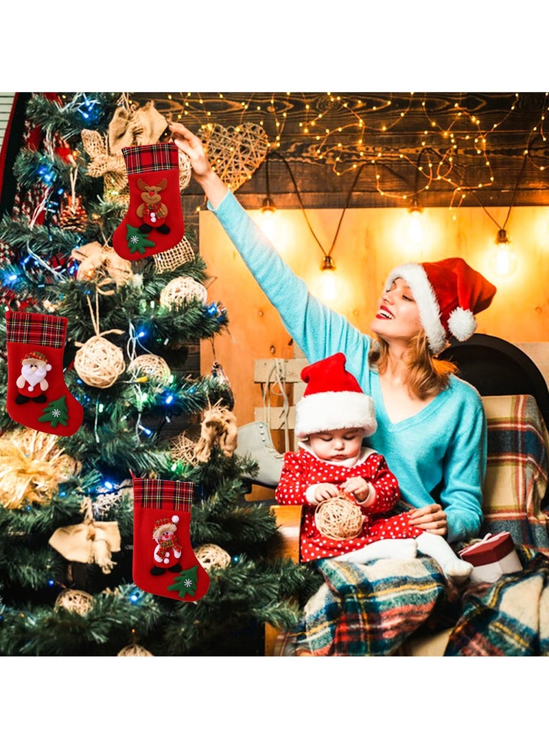 TAPIT 3 PCS Christmas Stockings Bulk Xmas Stockings Decoration Santa Snowman Reindeer Penguin Family Stockings Christmas Tree Decorations Gift Bags for Family Holiday Party Home Decor  - Image 2