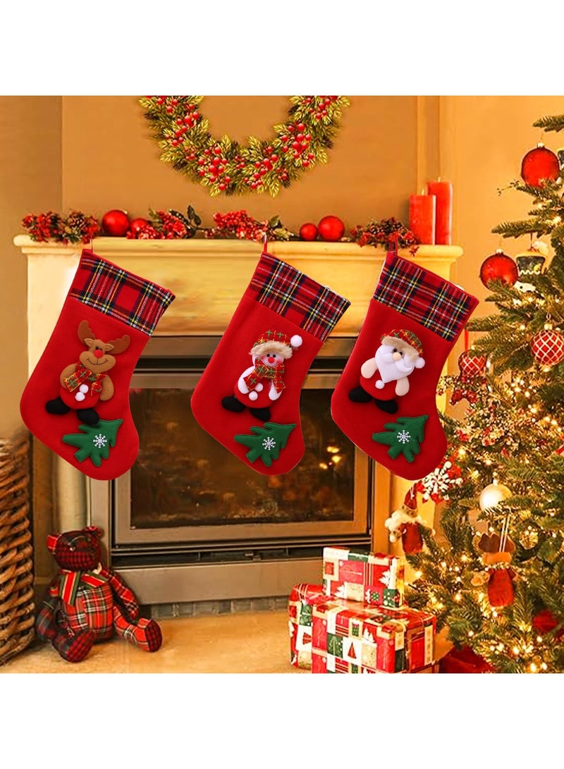 TAPIT 3 PCS Christmas Stockings Bulk Xmas Stockings Decoration Santa Snowman Reindeer Penguin Family Stockings Christmas Tree Decorations Gift Bags for Family Holiday Party Home Decor  - Image 3