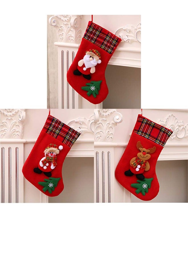 TAPIT 3 PCS Christmas Stockings Bulk Xmas Stockings Decoration Santa Snowman Reindeer Penguin Family Stockings Christmas Tree Decorations Gift Bags for Family Holiday Party Home Decor  - Image 4