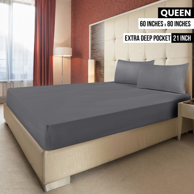Utopia Bedding Queen Fitted Sheet - Extra Deep Pocket - 21 Inch Deep Pocket - Soft Microfiber -Shrinkage and Fade Resistant-Easy Care -1 Fitted Sheet Only (Grey) - Image 2