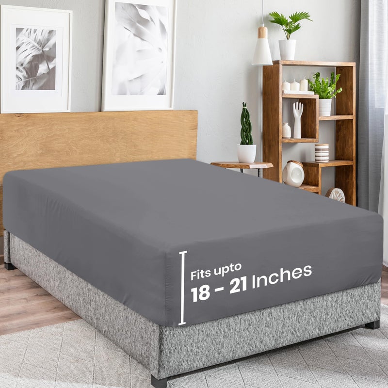 Utopia Bedding Queen Fitted Sheet - Extra Deep Pocket - 21 Inch Deep Pocket - Soft Microfiber -Shrinkage and Fade Resistant-Easy Care -1 Fitted Sheet Only (Grey) - Image 1