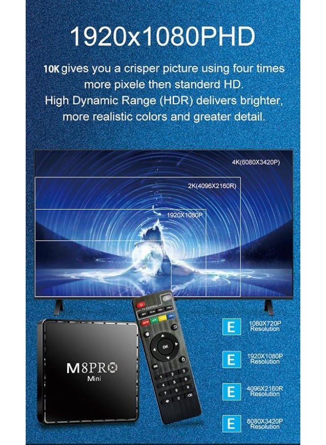 صندوق تلفزيون الألعاب M8 Pro Mini، وحدة تحكم ألعاب ريترو عالية الدقة بسعة 64 جيجابايت مع نظام أندرويد 12 المزدوج وأجهزة تحكم لاسلكية 2.4G - Image 3