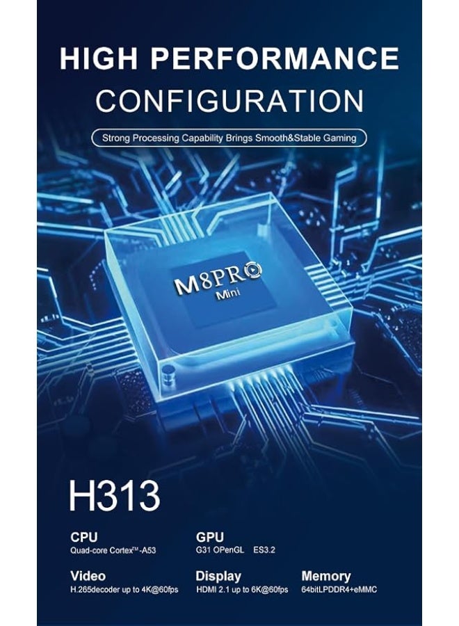 صندوق تلفزيون الألعاب M8 Pro Mini، وحدة تحكم ألعاب ريترو عالية الدقة بسعة 64 جيجابايت مع نظام أندرويد 12 المزدوج وأجهزة تحكم لاسلكية 2.4G - Image 4