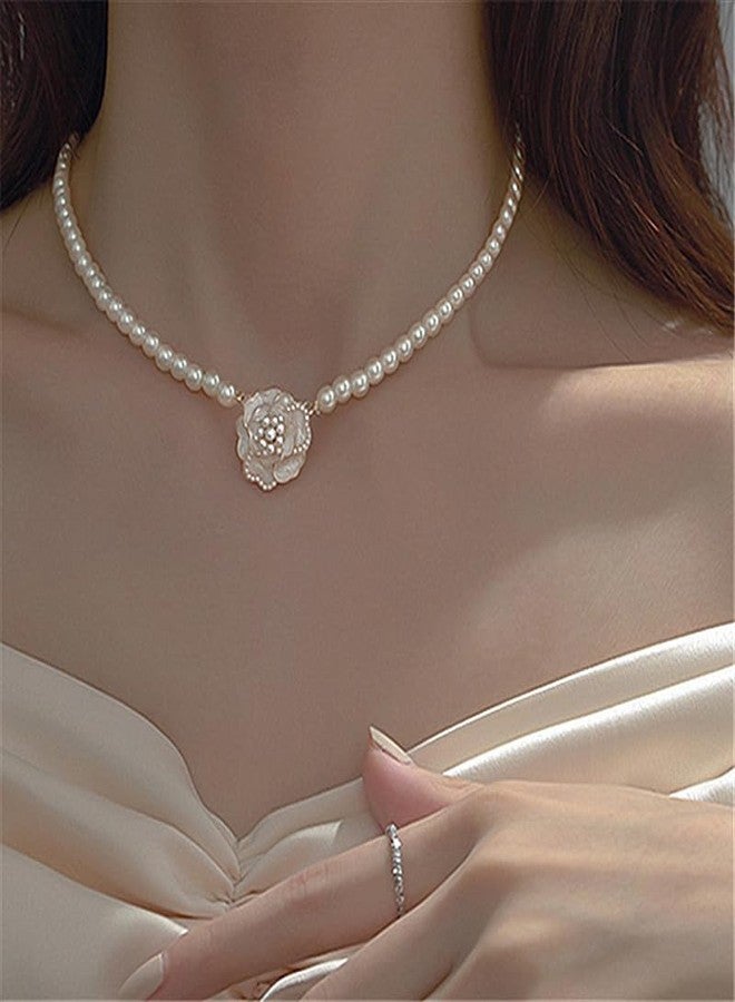 Amaal Aesthetic Flower Meenakari Pearl Moti Necklace Chain for Women & Girls | Stylish Diamond Stone Pendant Choker | Gold Plated Fashion Jewellery for Women | Elegant Accessories Gift for Woman 39 - Image 2