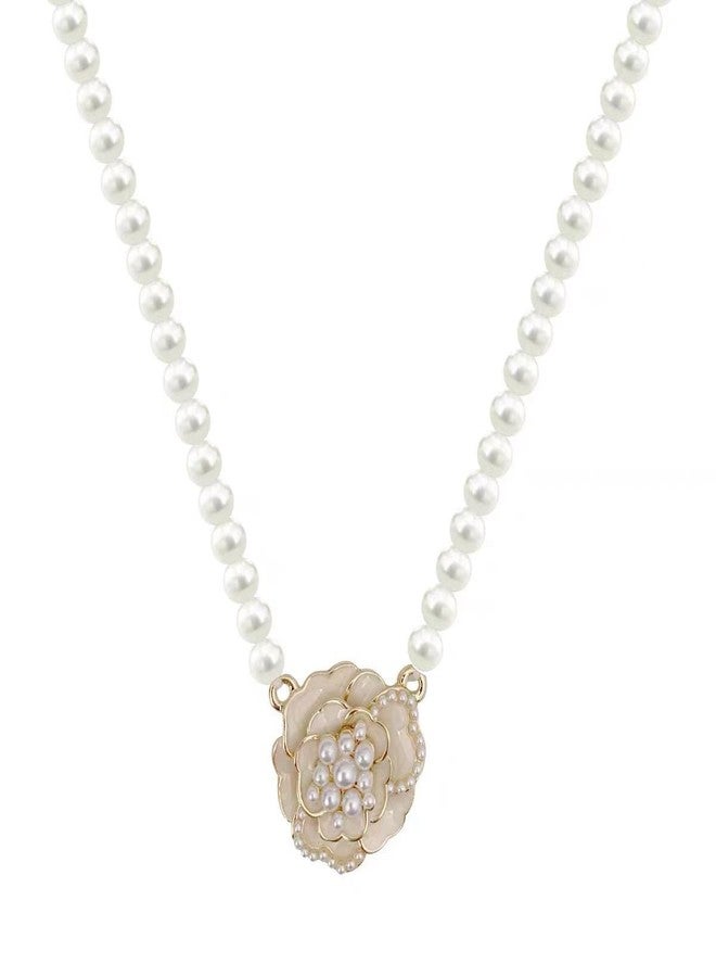 Amaal Aesthetic Flower Meenakari Pearl Moti Necklace Chain for Women & Girls | Stylish Diamond Stone Pendant Choker | Gold Plated Fashion Jewellery for Women | Elegant Accessories Gift for Woman 39 - Image 1