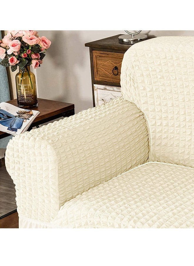 Arabest Elastic Sofa Cover with Skirt,Stretch Sofa Slipcover Furniture Protector Washable Soft Couch Cover for Living Room Elastic Fabric Sofa Cover with Skirt, For Living Room Bed Room For one seater sofa(Cream)  - Image 5