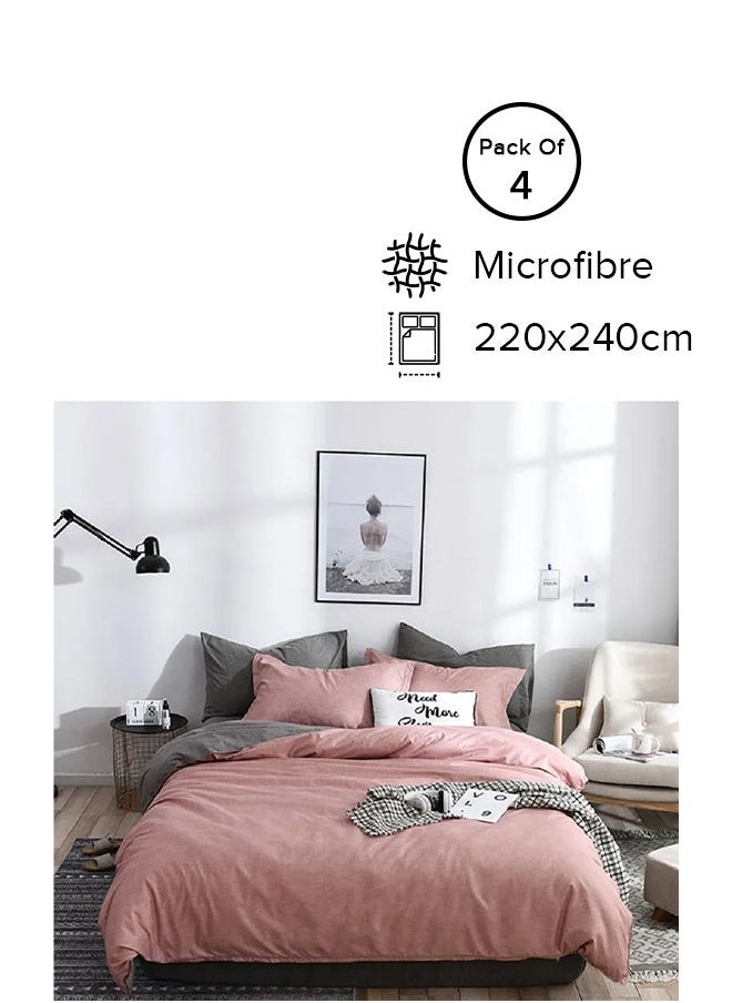 Sharpdo 4-Piece King Size Luxurious Cotton And Soft Microfiber Comforter Set Red 220x240cm  - Image 1