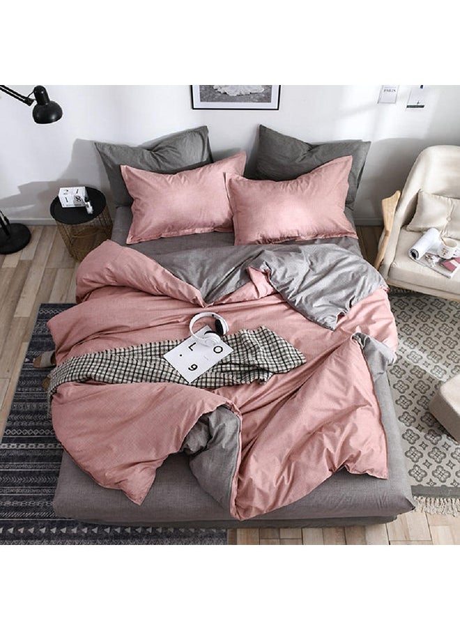 Sharpdo 4-Piece King Size Luxurious Cotton And Soft Microfiber Comforter Set Red 220x240cm  - Image 2