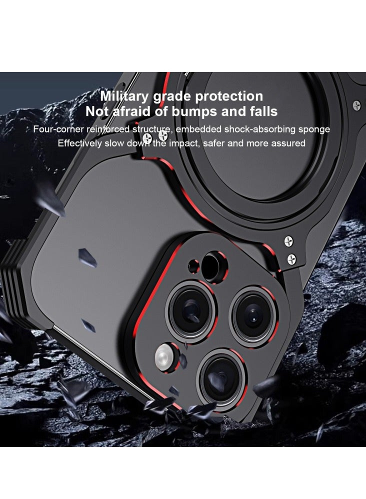 New  Metal Magsafe Stand case  for iPhone 15 Pro Max Metal Armor Removable X Type Rimless Metal Case  - Image 5