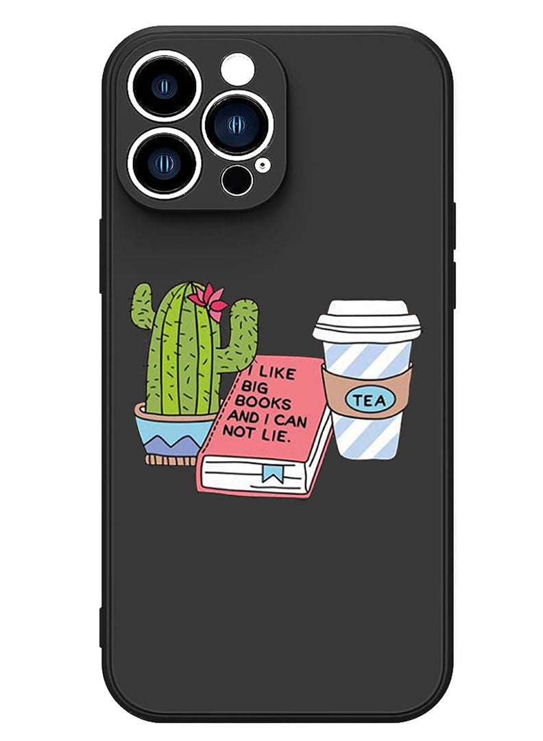 Theodor Protective Slim Fit Case Liquid Silicone Cover with Full Body Protection Anti-Scratch Shockproof Case For iPhone 13 Pro Black  - cactus copy - Image 1