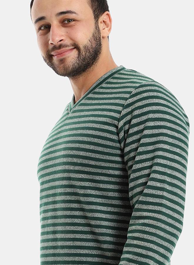 kady off cliff V-Neck Pajama Top men, olive L - Image 4