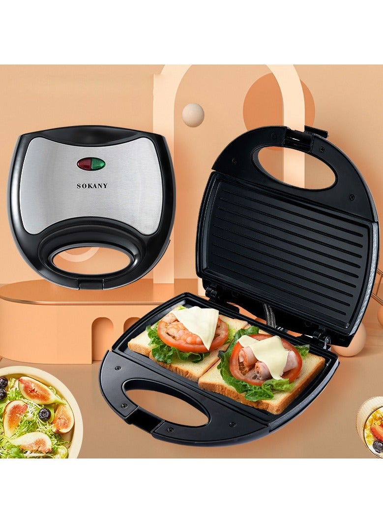 sokany Sandwich Maker 3 In 1, Waffle, Panini Toaster, Tabletop Toaster, Waffle, Meat, Black, 750W - Image 1