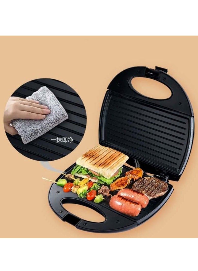 Halamine - Sandwich Maker 3 In 1, Waffle, Panini Toaster, Tabletop Toaster, Waffle, Meat, Black, 750W - Image 1