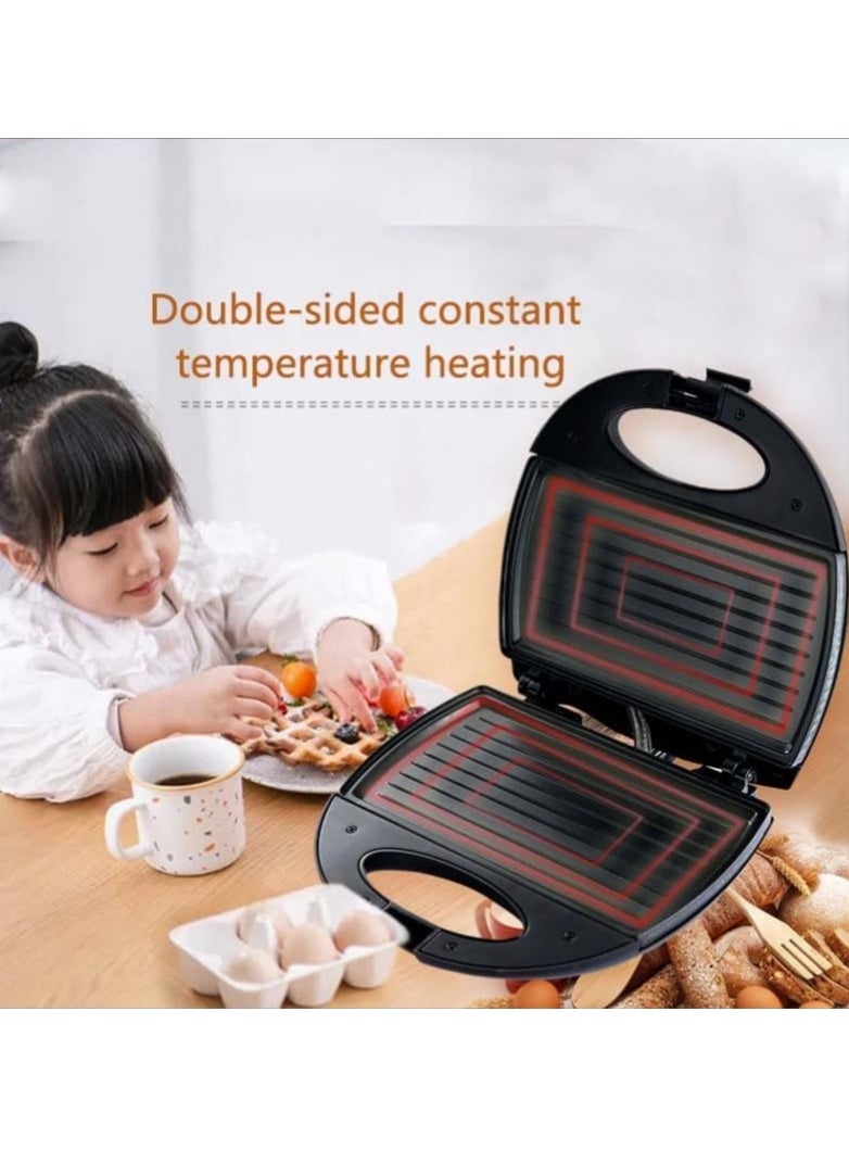 Halamine - Sandwich Maker 3 In 1, Waffle, Panini Toaster, Tabletop Toaster, Waffle, Meat, Black, 750W - Image 1